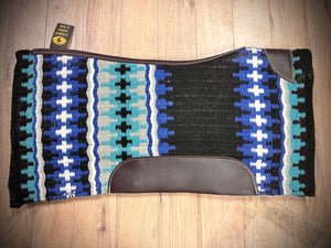 Tapis laine Blanket CANTACK-1922- Bleu/turquoise/noir