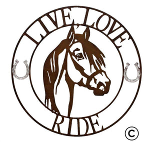 Plaque murale en métal "Live Love Ride" #22526
