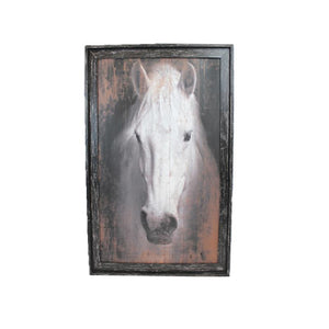 Impression sur toile avec cadre en bois Cheval Blanc #29173