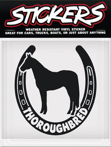 Autocollant en vinyle STICKERS - "Thoroughbred in Horseshoe" #C012